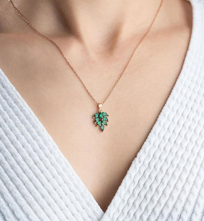 3.20Ct Green Marquise Cut Cluster Pendant | Birthday Gift Pendant For Her | Special Occasion Pendant