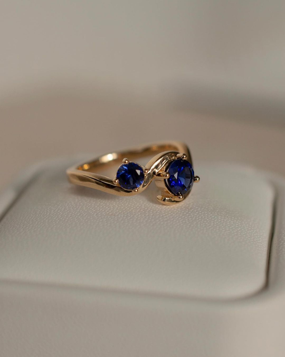 2.2Ct Blue Round Cut Two Stone Ring For Her | Birthstone Ring For Women | Everyday Wear Ring | Classic Design Ring