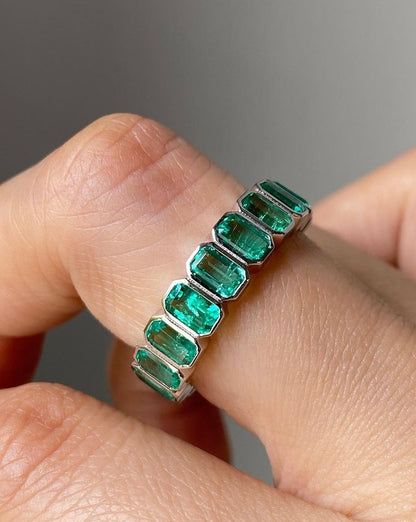 3.30Ct Green Emerald Cut Full Eternity Band Ring | Wedding band Ring For Bridal | Gorgeous Band Ring