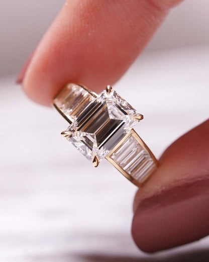 2.8CT White Emerald Cut Solitaire Ring | Birthday Gift Ring For Her | Fine Jewelry For Women | Daily Wear Ring