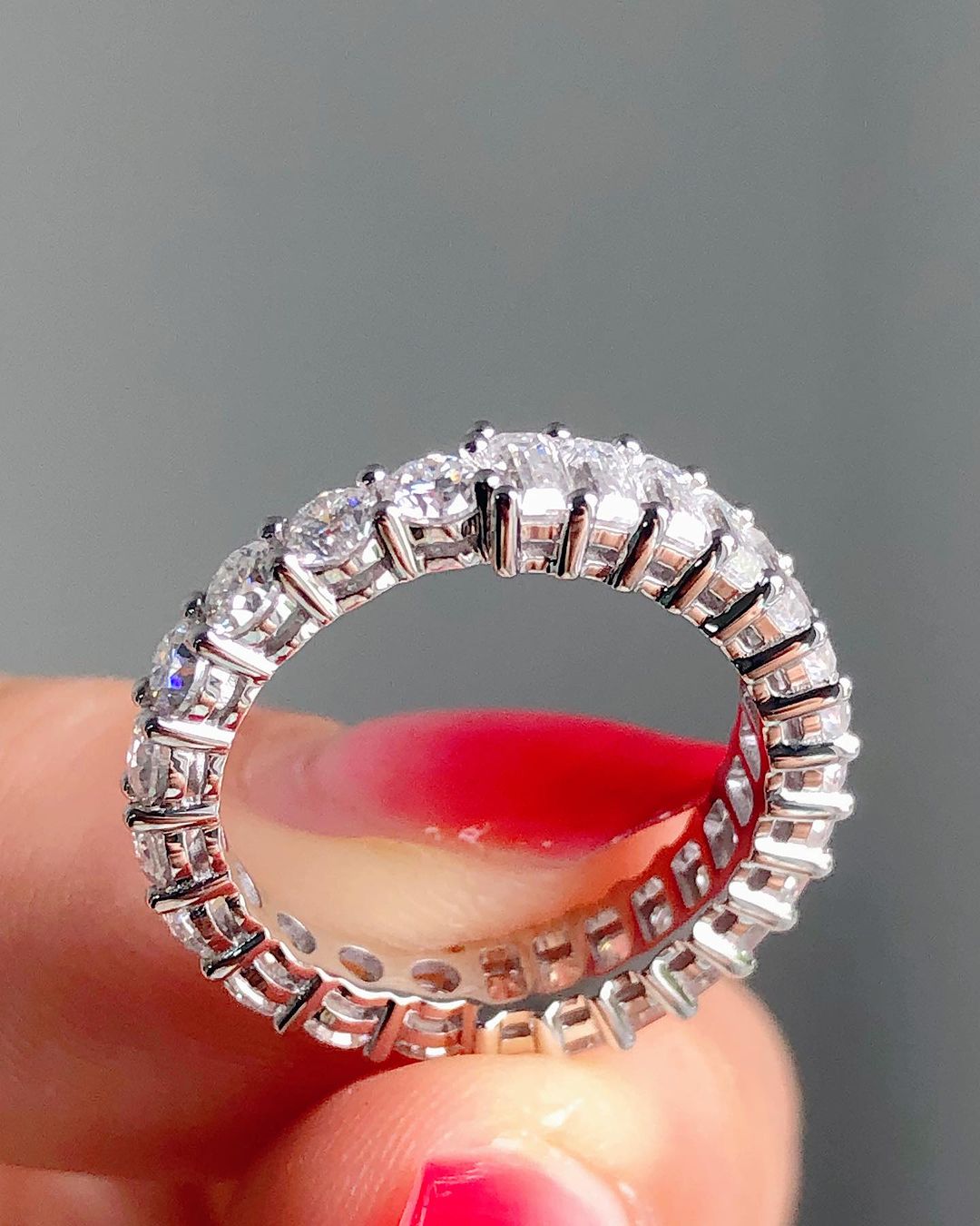 1.5CT White Round And Emerald Cut Full Eternity Band | Promise Band For Her | Unique Band | Designer Band