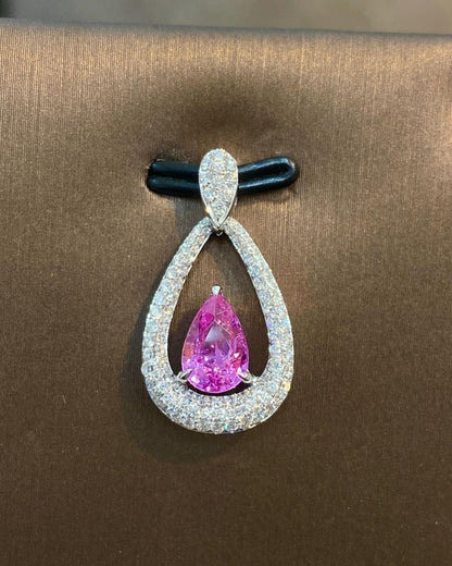 2.80Ct Pink Pear Cut Solitaire Pendant | Party Wear Pendant For Her | Designer Jewelry Piece | Gorgeous Pendant For Women