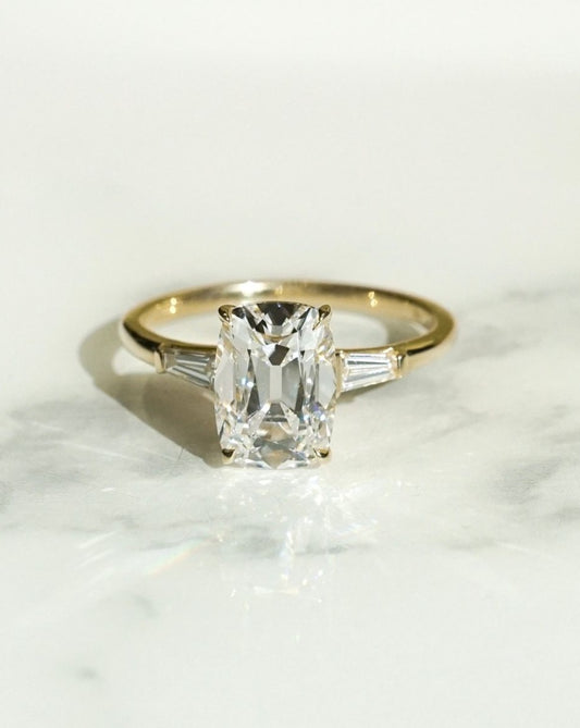 2.6CT White Cushion Cut Three Stone Ring | Engagement Ring For Fiancee | Statement Ring | Daily Wear Ring