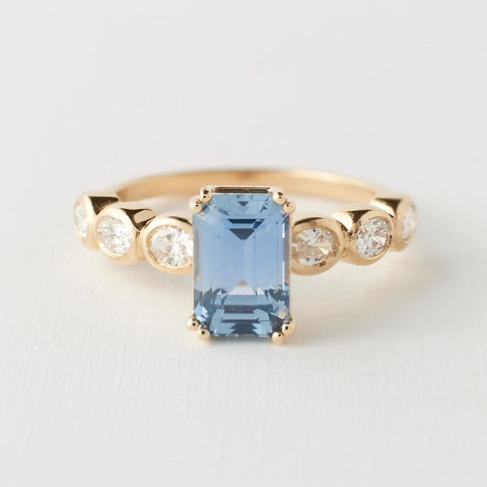 3.6CT Aquamarine Emerald Cut Solitaire Ring | Engagement Ring For Fiancee | Timeless Design | Thank You Gift Ring