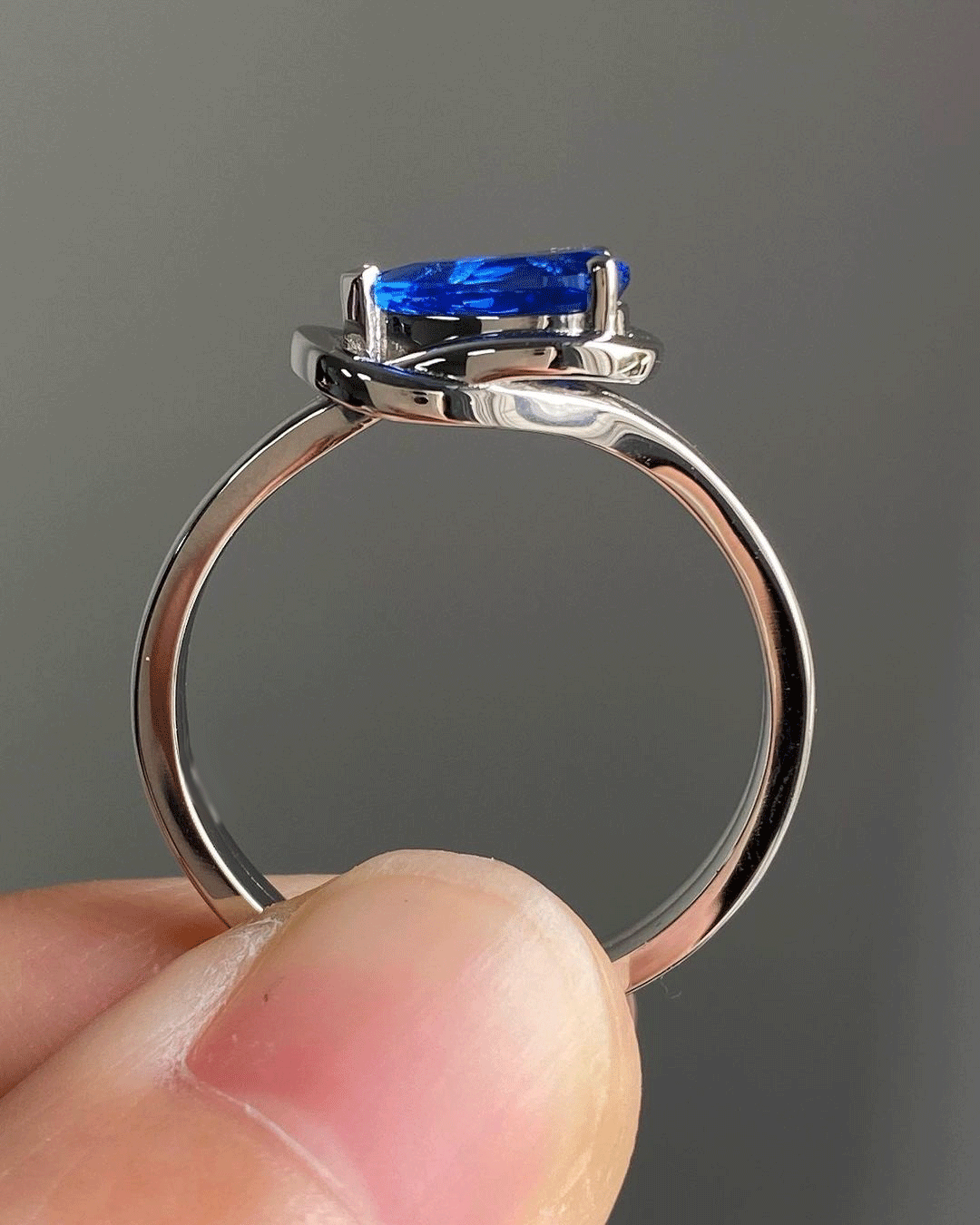 2.55Ct Blue Pear Cut Solitaire Ring | Unique Ring For Her | Anniversary Gift Ring For Wife | Designer Ring