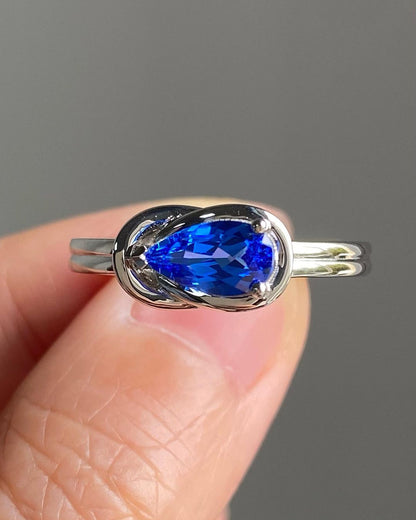 2.55Ct Blue Pear Cut Solitaire Ring | Unique Ring For Her | Anniversary Gift Ring For Wife | Designer Ring