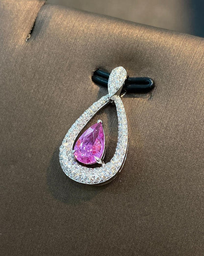 2.80Ct Pink Pear Cut Solitaire Pendant | Party Wear Pendant For Her | Designer Jewelry Piece | Gorgeous Pendant For Women