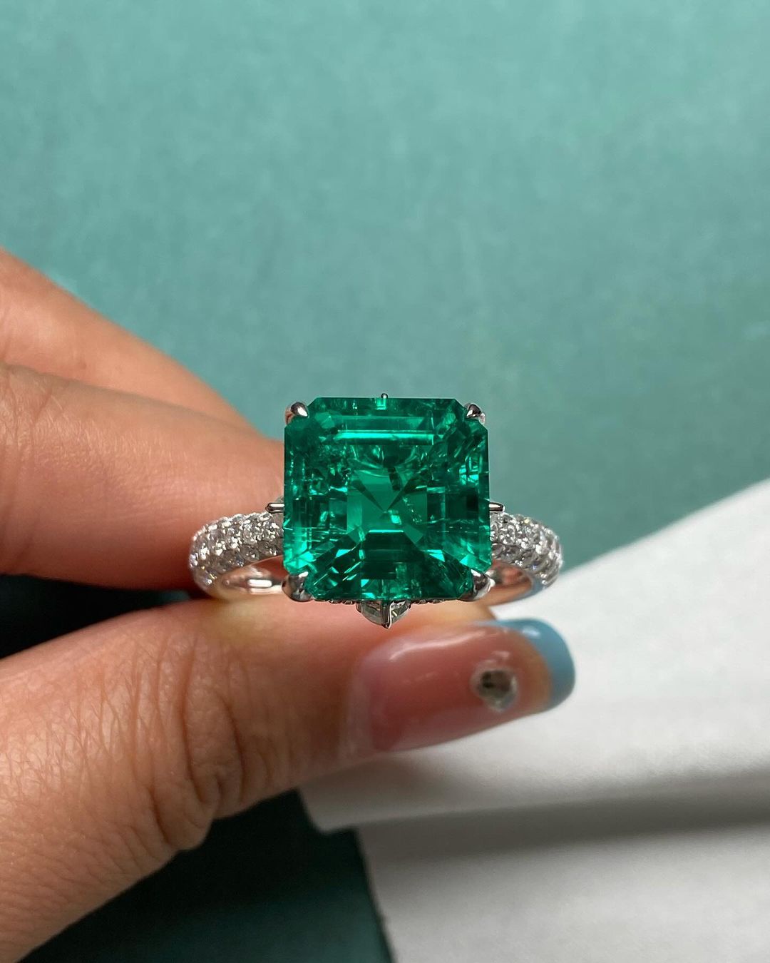 2.8Ct Green Asscher Cut Solitaire Ring For Her | Party Wear Ring For Women | Special Occasion Ring | Fashion Jewelry