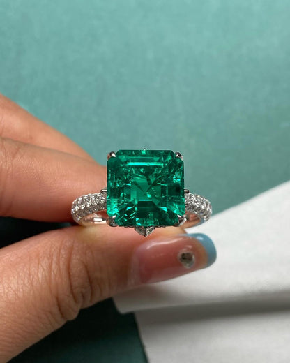 2.8Ct Green Asscher Cut Solitaire Ring For Her | Party Wear Ring For Women | Special Occasion Ring | Fashion Jewelry