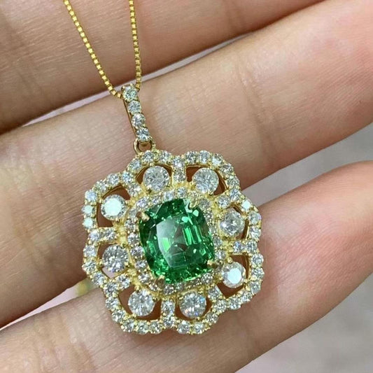 2.80Ct Green Cushion Cut Solitaire Pendant | Special Occasion Pendant | Stunning Pendant For Women | Fashion Jewelry