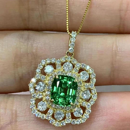 2.80Ct Green Cushion Cut Solitaire Pendant | Special Occasion Pendant | Stunning Pendant For Women | Fashion Jewelry