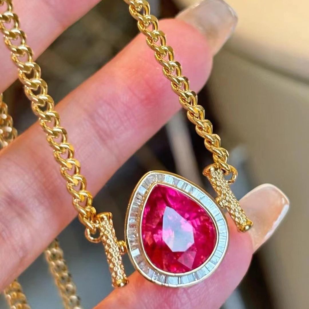 3.50Ct Pink Pear Cut Bezel With Halo Pendant | Wedding Gift Pendant For Bridal | Gorgeous Pendant | Beautiful And Charming Pendant | Jewelry Collection