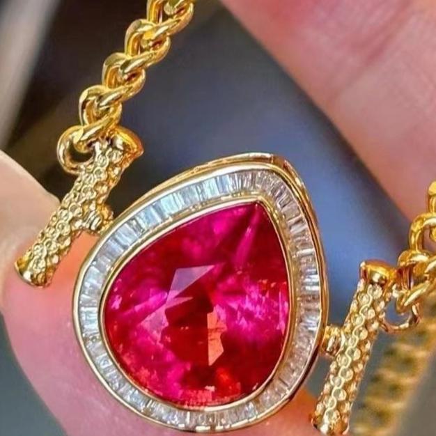 3.50Ct Pink Pear Cut Bezel With Halo Pendant | Wedding Gift Pendant For Bridal | Gorgeous Pendant | Beautiful And Charming Pendant | Jewelry Collection