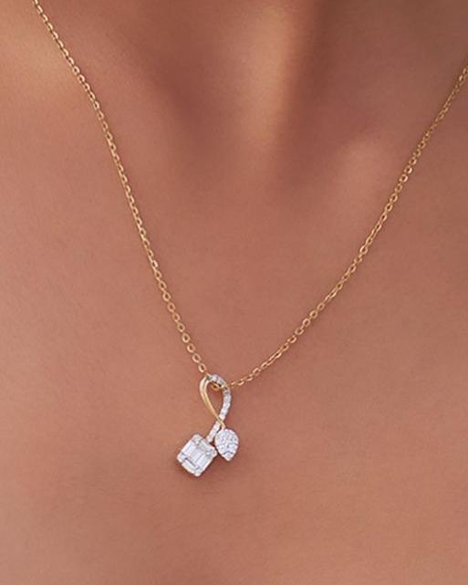 2.88Ct White Round And Baguette Cut Cluster Pendant | Anniversary Gift Pendant For Her | Designer Jewelry Piece For Women | High Quality Pendant