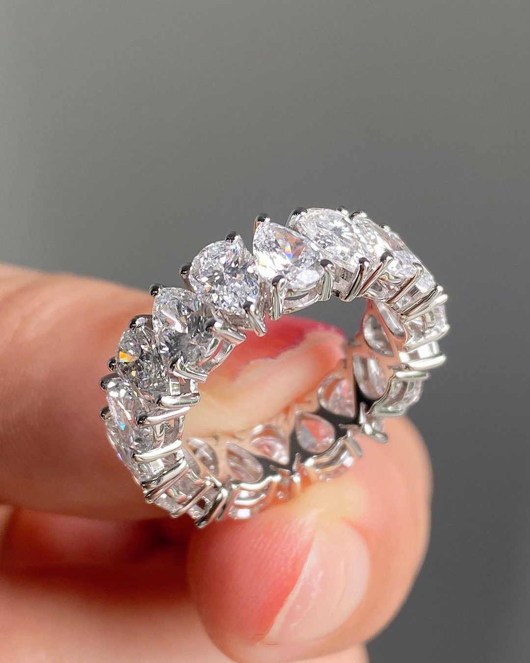 2.5Ct White Pear Cut Full Eternity Band Ring | Wedding Band Ring For Bridal | Glamorous Ring