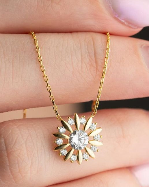 Sun Shape 2.60Ct White Round Cut prong Pendant | Special Occasion Pendant For Her | Glamorous Pendant For Women | Bridal Jewelry