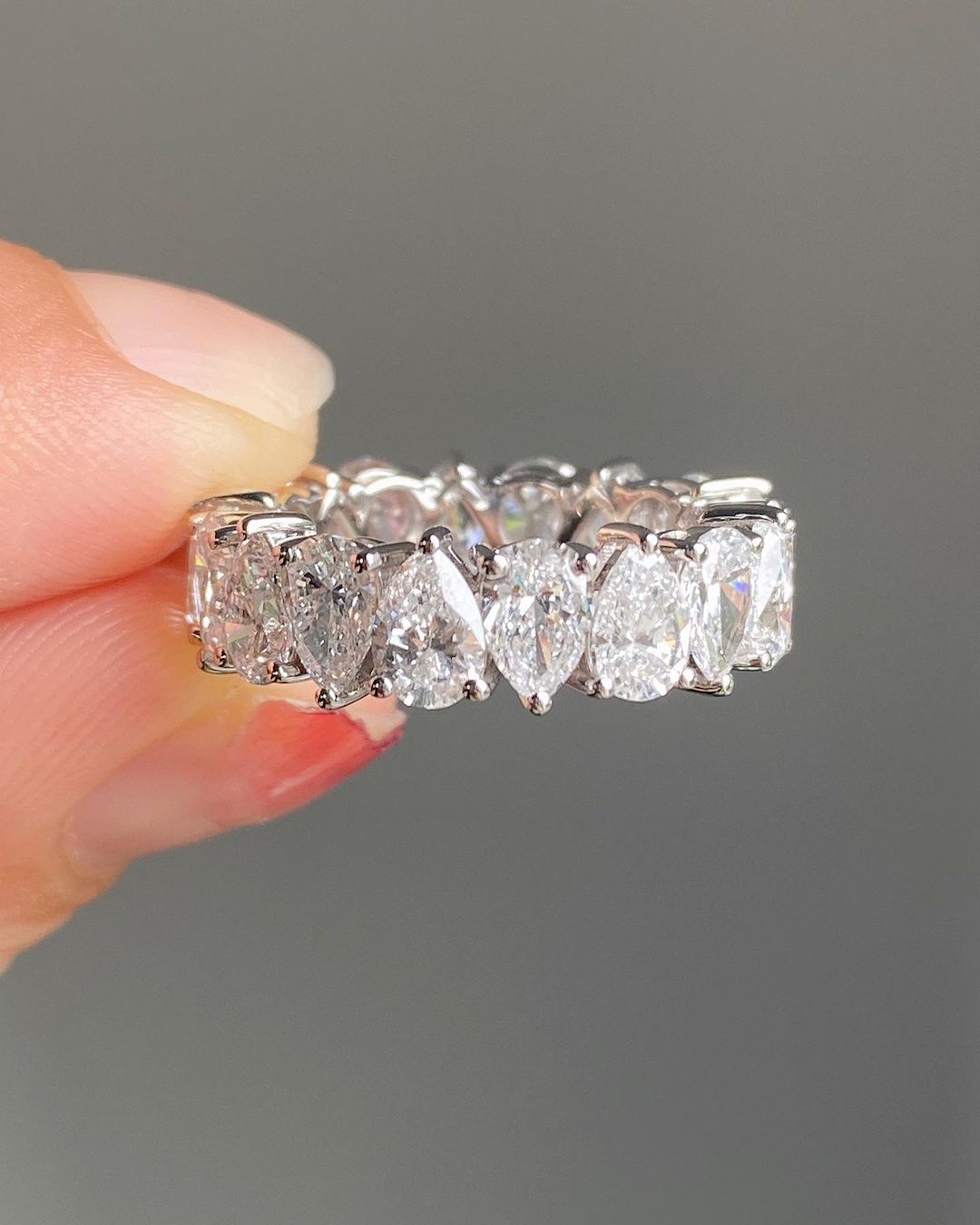 2.5Ct White Pear Cut Full Eternity Band Ring | Wedding Band Ring For Bridal | Glamorous Ring