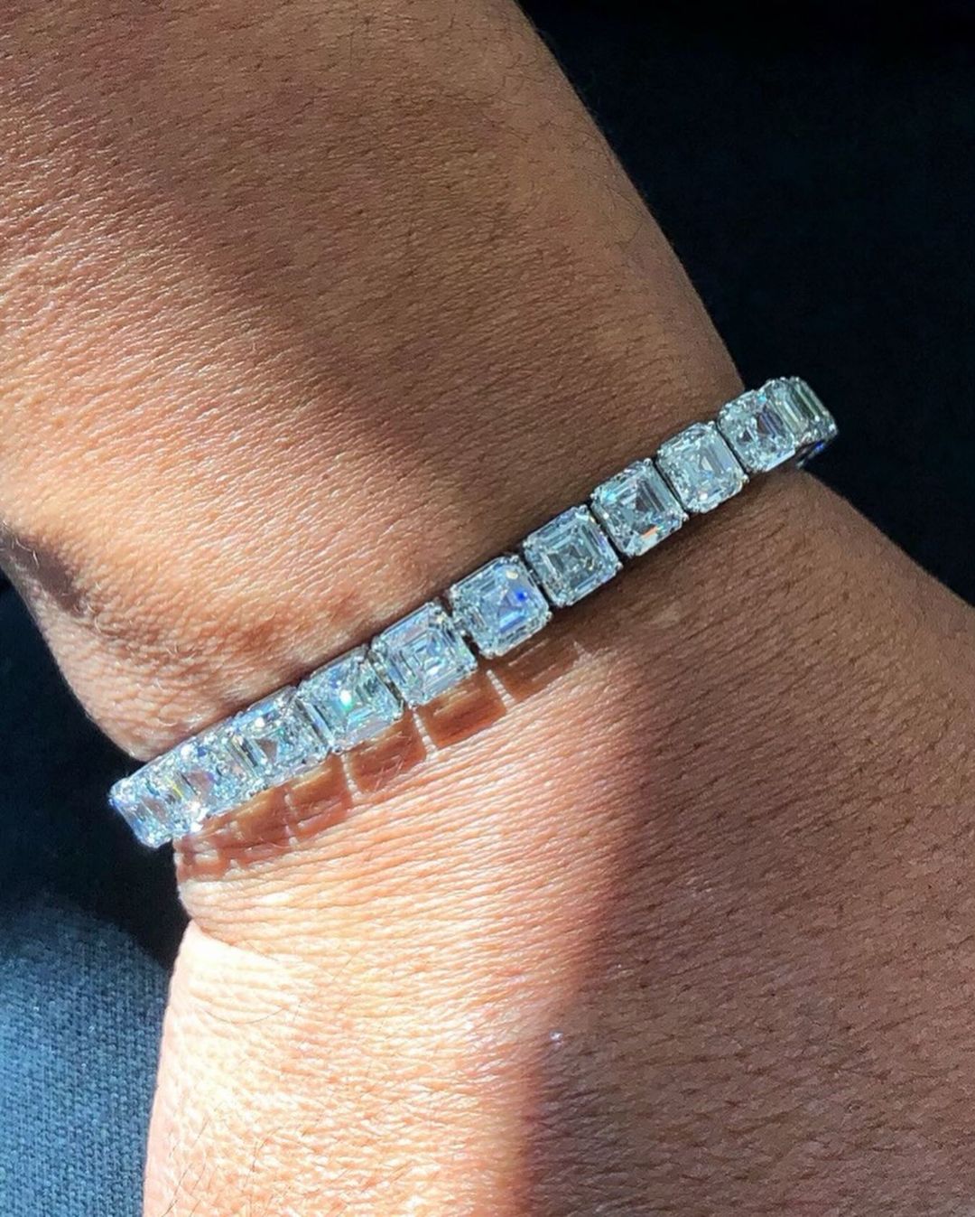 White Asscher Brilliant Cut Signity Diamond Tennis Bracelet For Her | Anniversary Gift Bracelet For Wife | Designer Bracelet