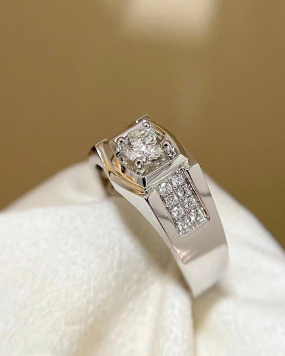 2.6Ct White Round Cut Bezel Set Ring | Engagement Promise Ring For Men | Jewelry Collection | Classic Design Ring