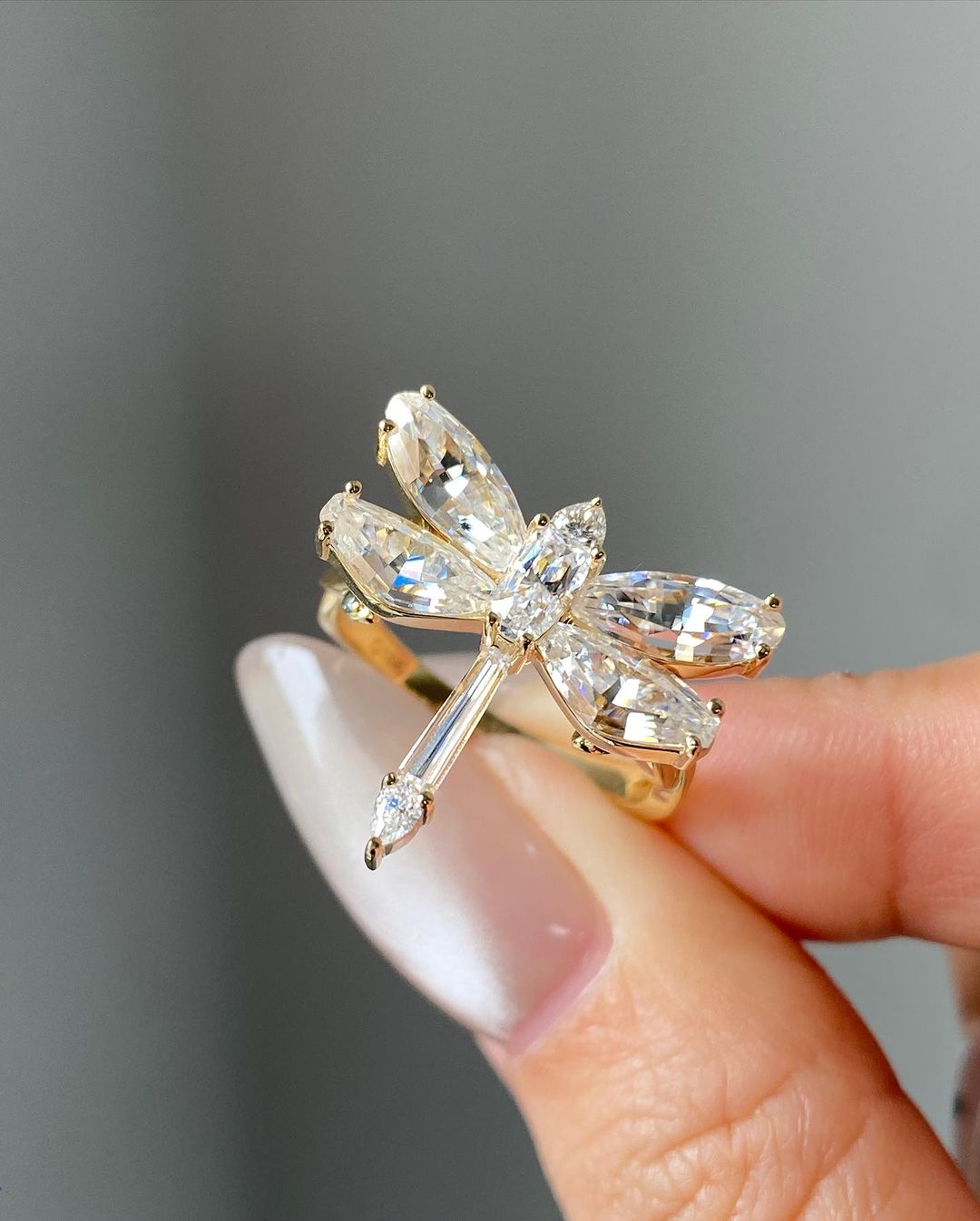 Dragonfly Shape 2.88Ct White Marquise Cut Solitaire Ring | Birthday Gift Ring | Special Event Ring | Women Jewelry