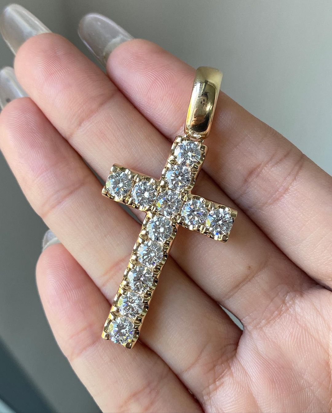 Cross Shape 2.50Ct White Round Cut Pave Pendant | Devotional Gift Pendant | Sentimental Gift Pendant | Fashion Jewelry Collection