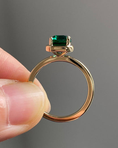 2.8Ct Green Cushion Cut Bezel Set Ring For Her | Birthstone Ring For Women | Single Stone Ring | Classy Design Ring