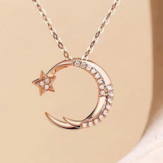 Half Moon Star Shape 1.50Ct White Round Cut Pave Pendant | Special Event Pendant For Her | Designer Jewelry Piece | Everyday Wear Pendant For Women