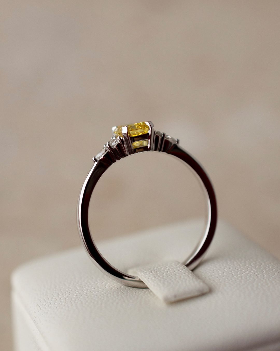 2.5Ct Canary Yellow Emerald Cut Solitaire With Accents Ring | Promise Ring For Girlfriend | Birthstone Ring For Her | Simple Design Ring