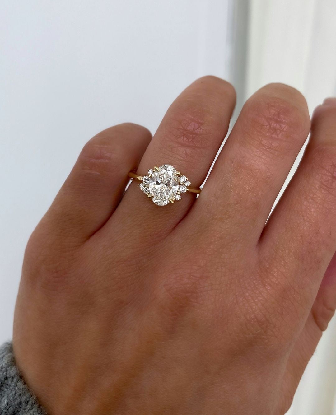 2.8Ct White Oval Cut Solitaire With Cluster Ring For Her | Anniversary Gift Ring For Wife | Statement Ring For Women | Gift For Love