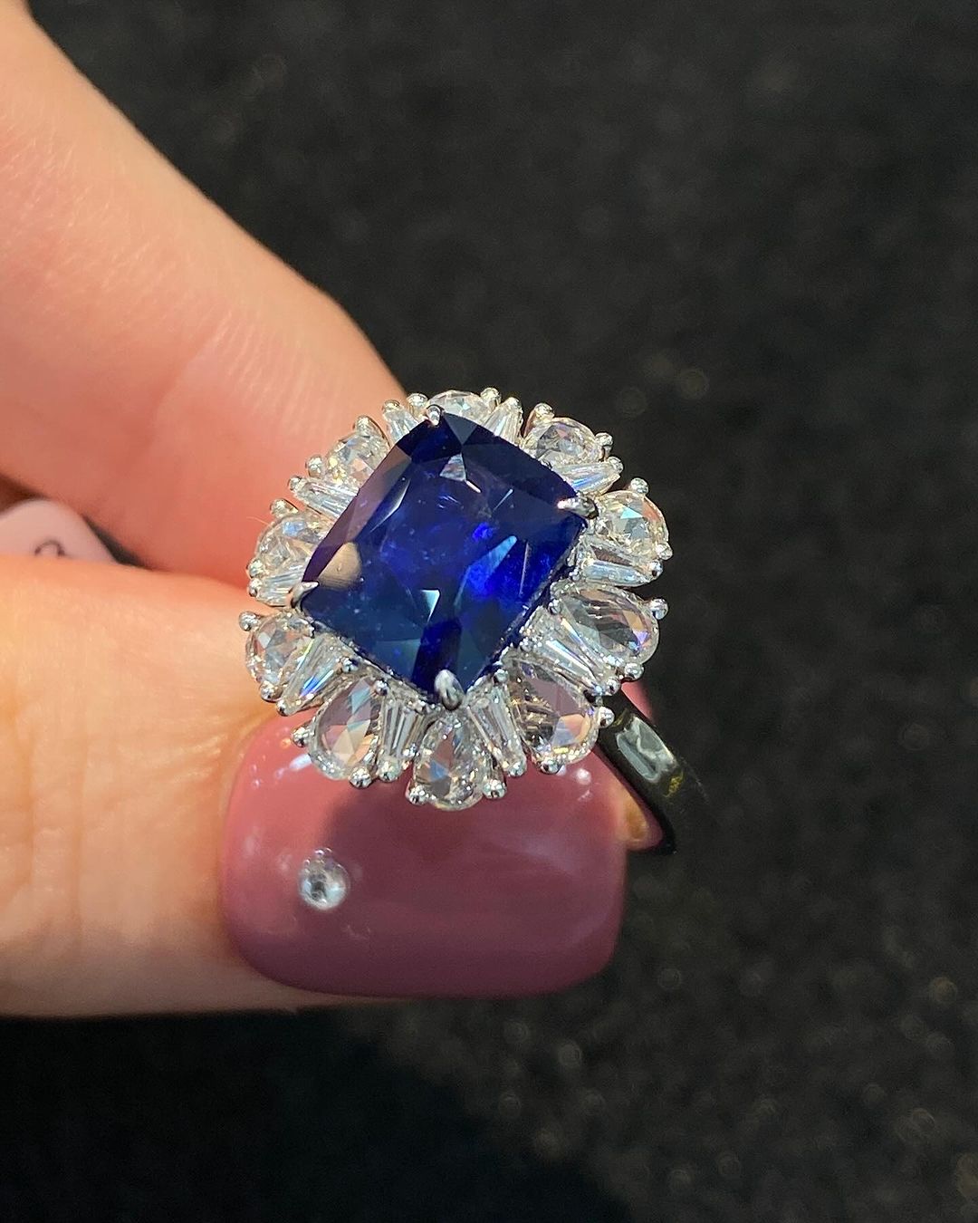 3.1Ct Blue Cushion Cut Halo Setting Ring For Women | Party Wear Ring For Her | Bridesmaid Gift Ring | Fashionable Jewelry Piece