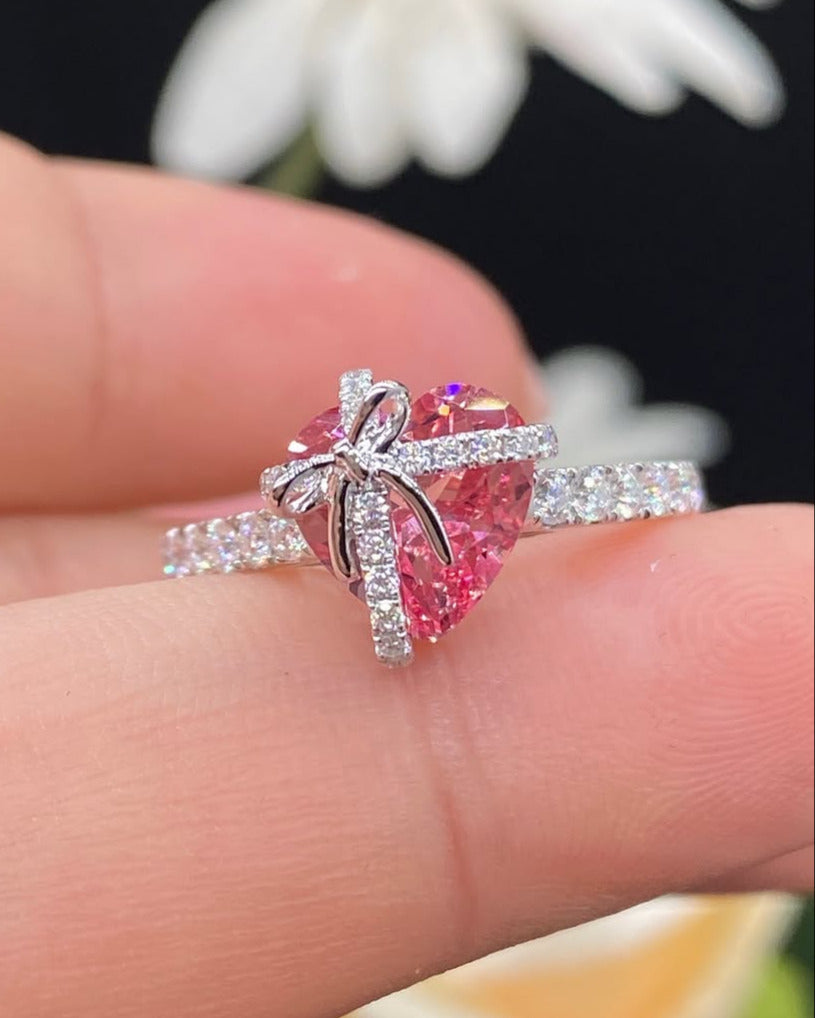 2.80Ct Pink Heart Cut Solitaire Ring | Valentine's Gift Ring For Girlfriend | Surprise Anniversary Gift For Wife.