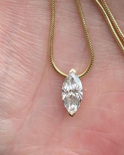 2.80Ct White Marquise Cut Solitaire Pendant | Everyday Wear Pendant | Statement Pendant For Her | Women Jewelry