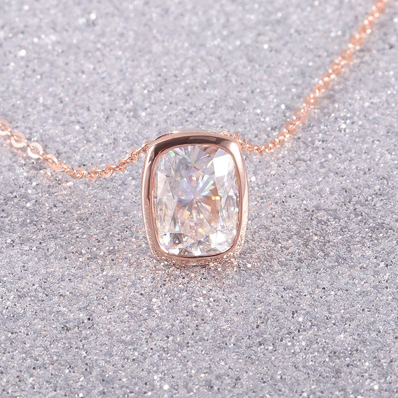 3.10Ct White Cushion Cut Bezel Pendant | Party Wear Pendant For Women | Elegant Gift For Her | Luxury Jewelry