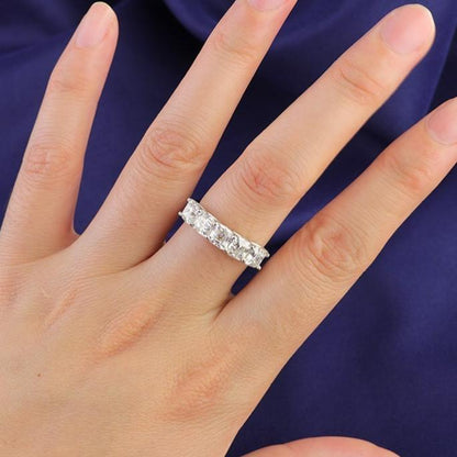 2.2Ct White Asscher Cut Half Eternity Band Ring | Birthday Gift Band Ring For Her | Proposal Ring For Girlfriend | Forever One Band Ring