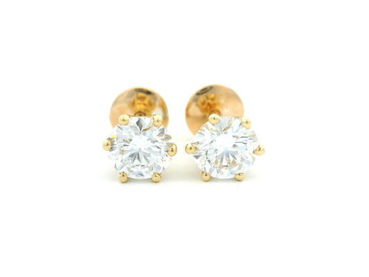 White Round Cut Cubic Zirconia Stud Earring | Screw Back Earring For Women | Valentine's Day Gift For Her | Daily Wear Earring