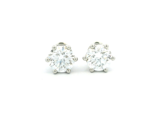 White Round Cut Cubic Zirconia Solitaite Stud Earring | Screw Back Earring For Her | Timeless Design | Proposal Earring