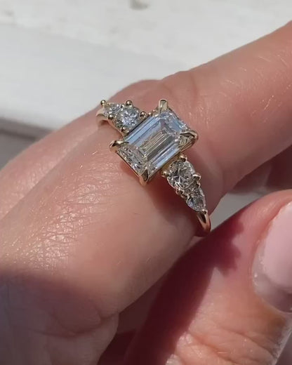 2.8Ct White Emerald Cut Solitaire Ring | Birthstone Bridal Ring | Daily Wear Ring | Timeless Design