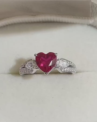 2.4Ct Red Heart Cut Solitaire Ring | Engagement Proposal Ring | Valentine's Day Ring | Forever One Ring