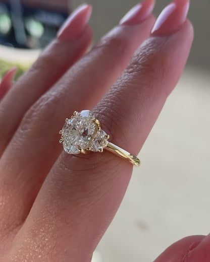 2.6CT White Oval Cut Three Stone Ring | Engagement Wedding Ring | Promise Ring | Elegant Design Ring