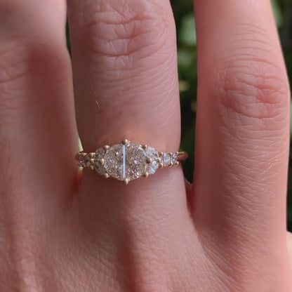 2.4Ct White Half Moon Cut Two Stone Ring | Anniversary Gift Ring | Women Jewelry | Trendy Ring