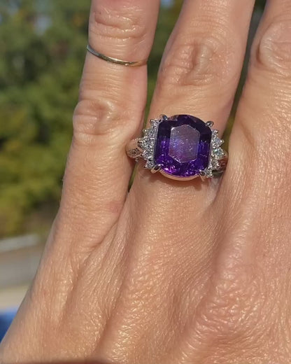 3.5CT Purple Cushion Cut Solitaire Ring | Fashionable Ring For Her | Designer Ring | Unique Ring